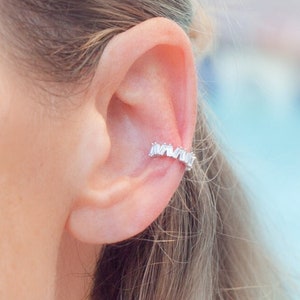 Ear Cuff with Cubic Zirconia in Gold Vermeil or Sterling Silver (no piercing needed)