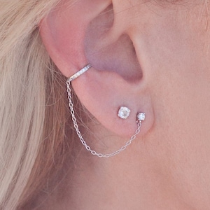 Orejera y Post Sterling Silver u Gold Vermeil (para manguito no se necesita piercing)