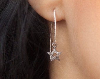 Diamond Star Earring in Sterling Silver