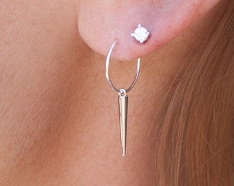 Spike Earring Hoop in Sterling Silver, Gold Filled or Rose Gold