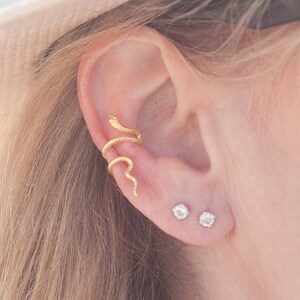 Silver 925 Sterling Silver Snake Conch Ear CuffSnake Cuff Gold Vermeil or Sterling Silver Ear Wrap (no piercing needed)