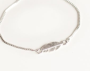 Feather Bracelet Silver Plated