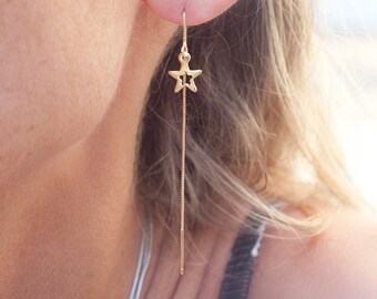 Star Threader Earring Gold Filled or Sterling Silver