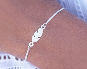 Feather Bracelet Silver Plated