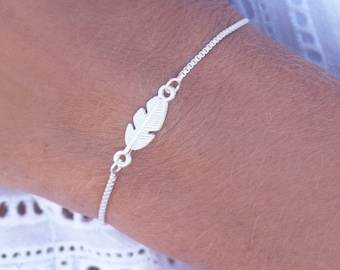 Feather Bracelet Silver Plated