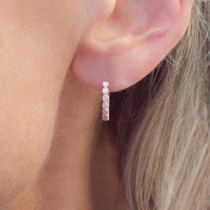 Hoop Earring Cubic Zirconia in Rose Gold, Gold Vermeil and Sterling Silver