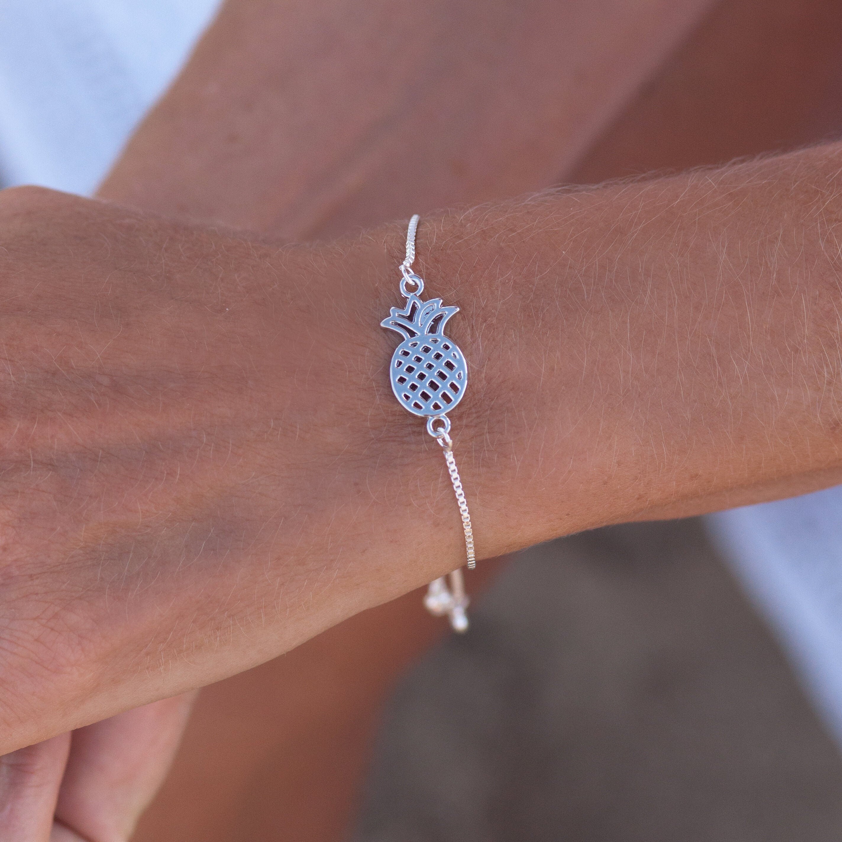 Pineapple Bracelet Silver Plated NonTarnish with adjustable Etsy