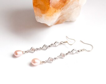 Swarovski Crystal Pearl Dangle Earring Sterling Silver