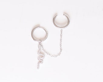 Snake Earring in Sterling Silver or Gold Vermeil (no piercing needed) with Cubic Zirconia