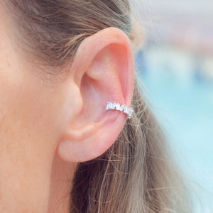 Ear Cuff Sparkly Cubic Zirconia Sterling Zilver en Goud Vermeil, geen piercing nodig