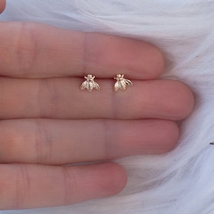 Bee Earring Post Studs 18K Gold Filled or Sterling Silver