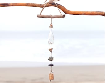 Windchime, Garden Decor, One of a Kind, handmade, heart, natural materials, gift, mom, birthday