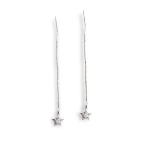 Diamond Star Threader Earrings Sterling Silver
