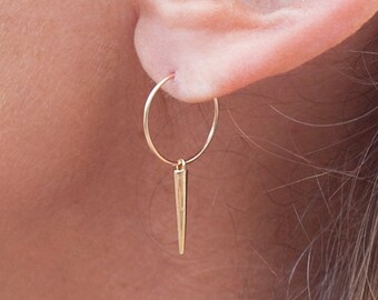 Spike Earring Hoop in Sterling Silver, Gold Filled or Rose Gold