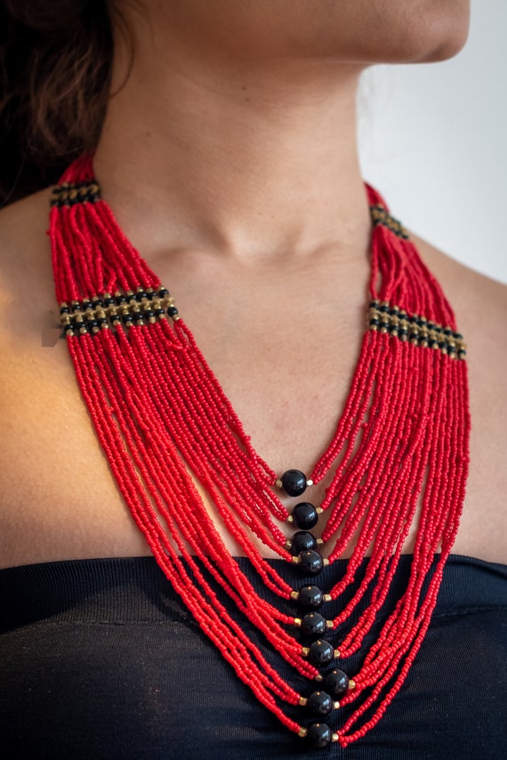 Red statement best sale necklace