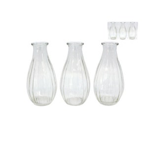 Gisela Graham Clear Striped Glass Vases Pack Of 3 Etsy