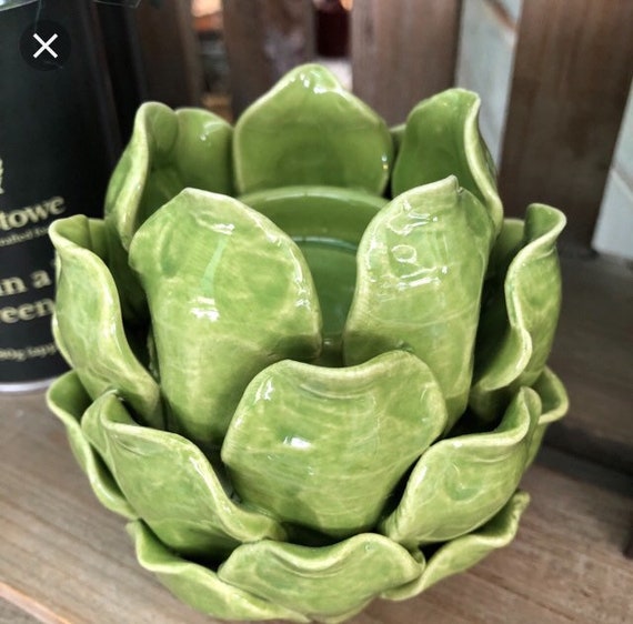 White Artichoke Tea Light Holder Gisela Graham