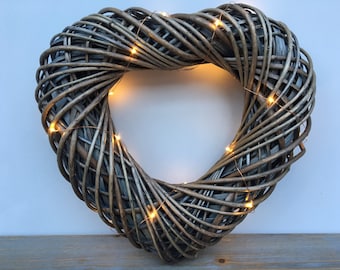 Lit Wicker Heart - Small - 30cm