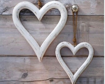 Wooden White Heart - Small - 16cm
