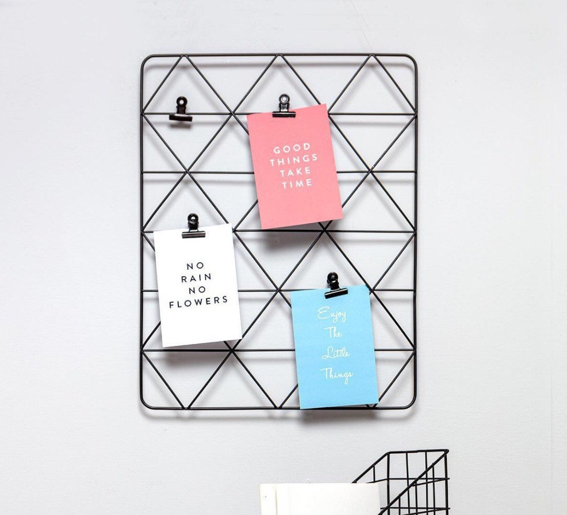 Black Wire notice board with clips Etsy