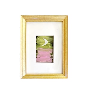 Original Abstract Mixed Media Painting, Framed in 5”x7” Vintage Gold-Leafed Frame, Abstract Wall Art, Framed Abstract Art, Small Framed Art