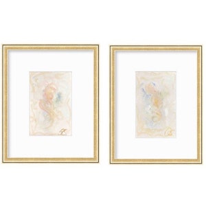 Abstract Watercolor Painting, Pair of 5&quot;x7”, Mat Size 11”x14”, Abstract Art, Original Art, Purple, Pink, Neutral Artwork, Pastel Artwork