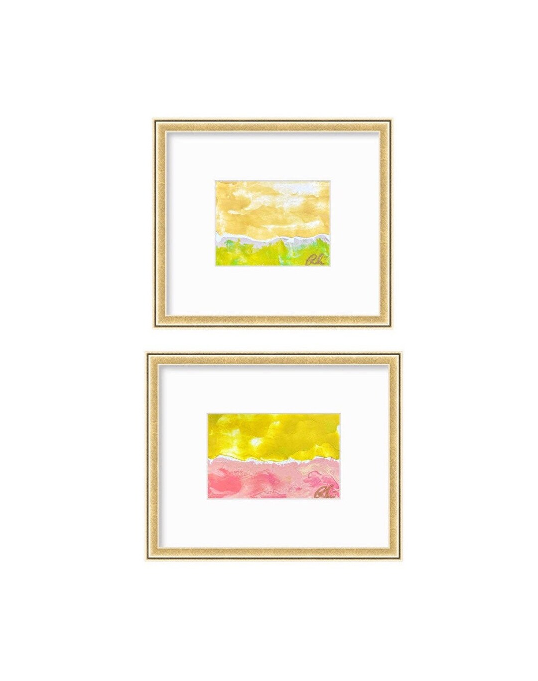 Original Abstract Mixed Media Painting, Set of 2, Abstract Wall Art, 5x7 mat Size 11x14, Neutral