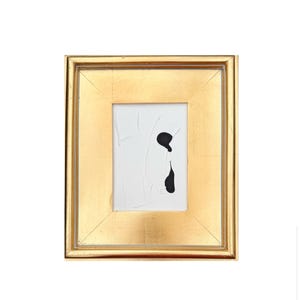 Original Abstract Mixed Media Painting on Canvas Panel, Framed in Gold-Leaf Wooden Frame, Original Abstract Art, Black and White, Texture