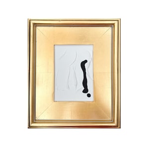 Original Abstract Mixed Media Painting on Canvas Panel, Framed in Gold-Leaf Wooden Frame, Original Abstract Art, Black and White, Texture