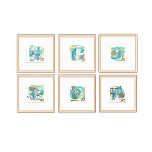 Original Abstract Art, Set of Six Paintings for Frame Gallery, size 5”x5”