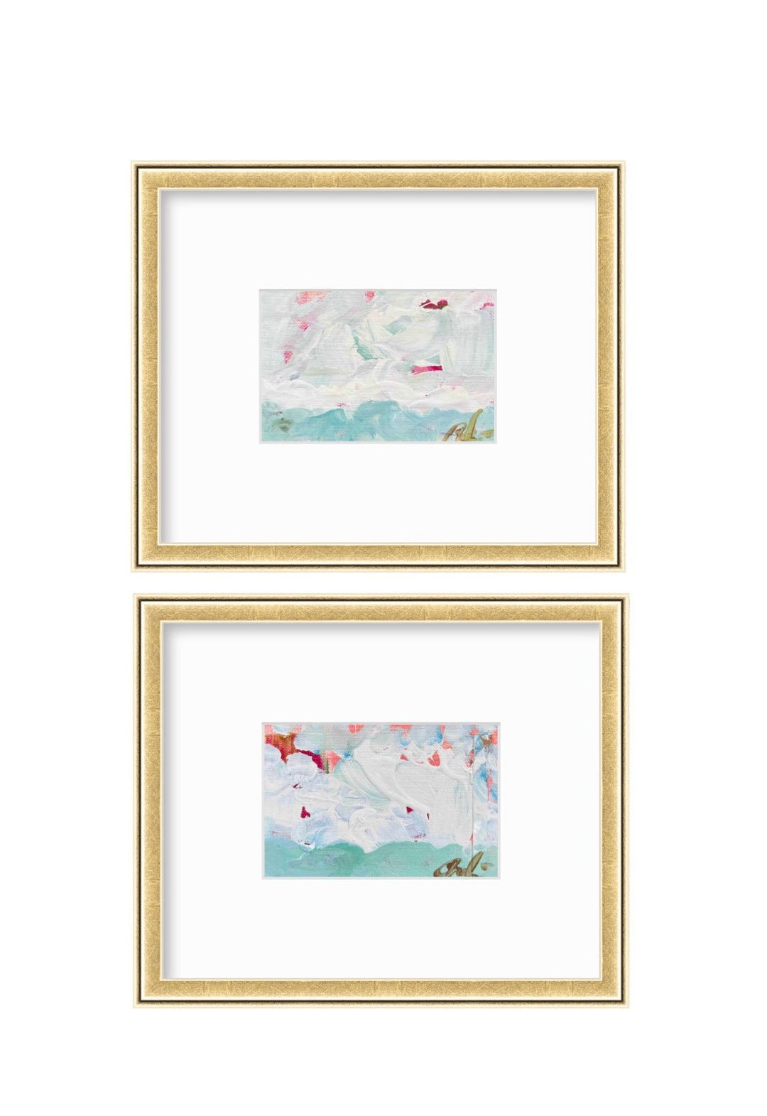 Original Abstract Mixed Media Painting, Set of 2, Abstract Wall Art, 5x7 mat Size 11x14, Neutral