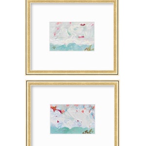 Original Abstract Mixed Media Painting, Set of 2, Abstract Wall Art, 5”x7” (Mat size 11”x14”), Neutral Artwork, Artwork for Interior Design