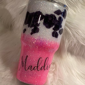 Cow Print Glitter Tumbler