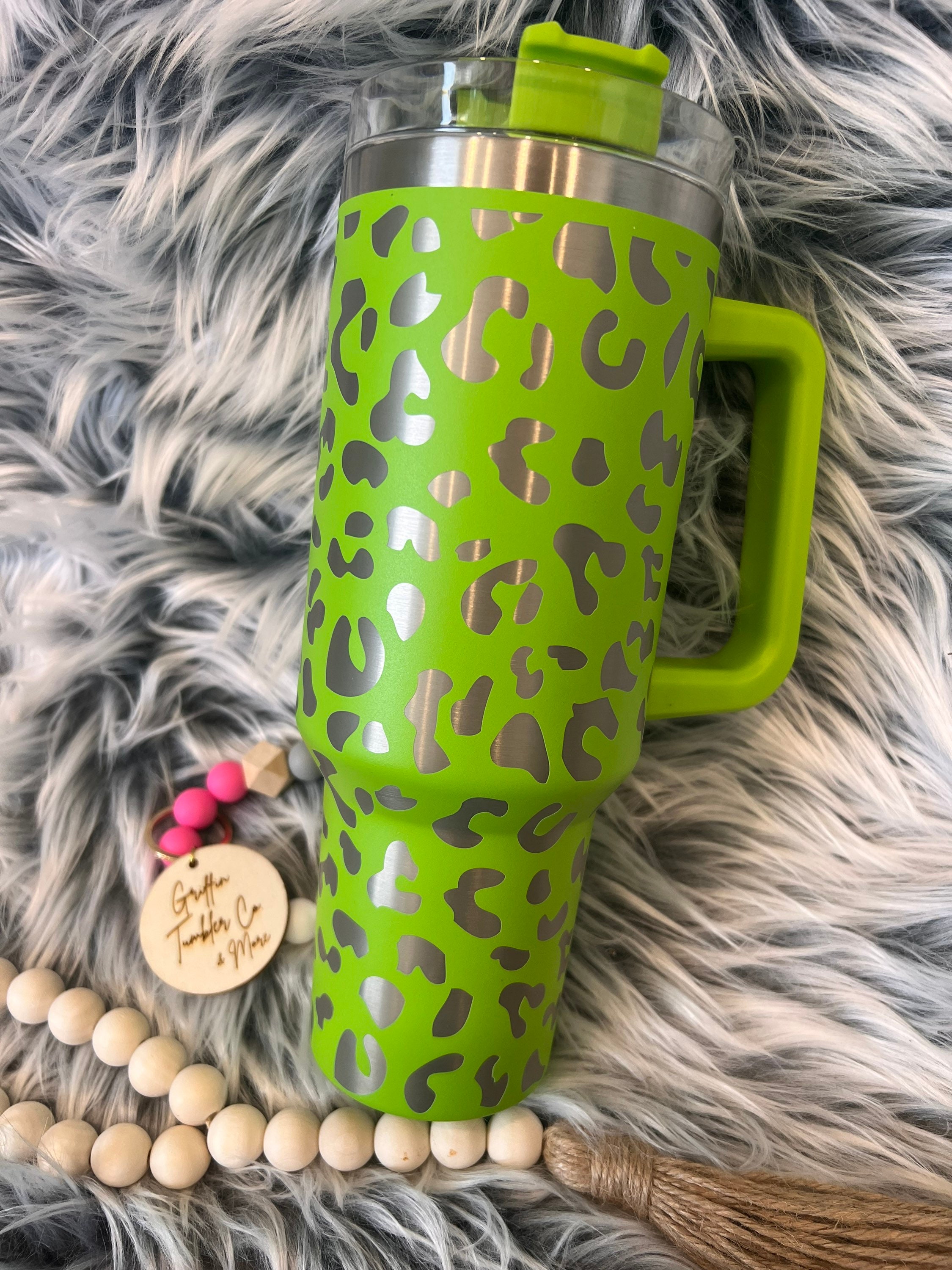 Leopard Lime Green Stanley Dupe – Peppered Skye Boutique