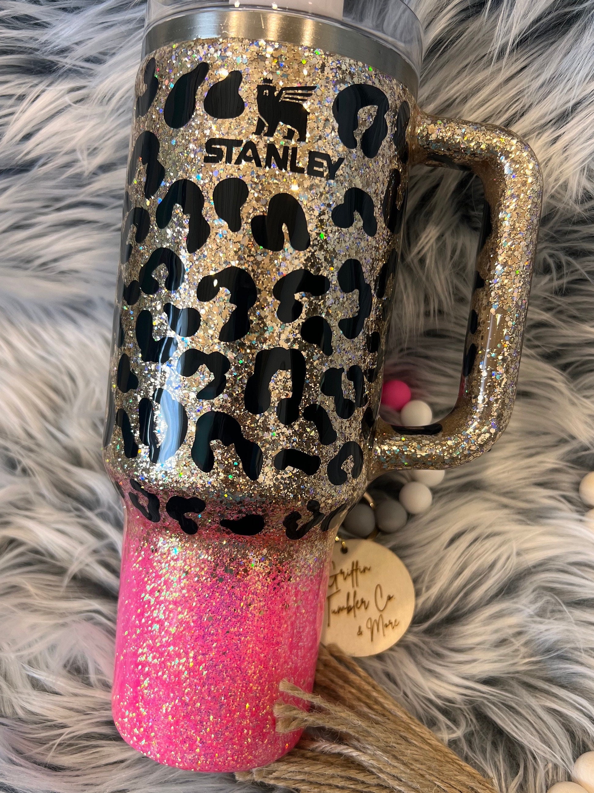 Society6 ケース Hot Pink, Gold, Tangerine & Taupe Decorative 40oz 30oz Leopard HOT PINK GOLD Cheetah Glitter Authentic
