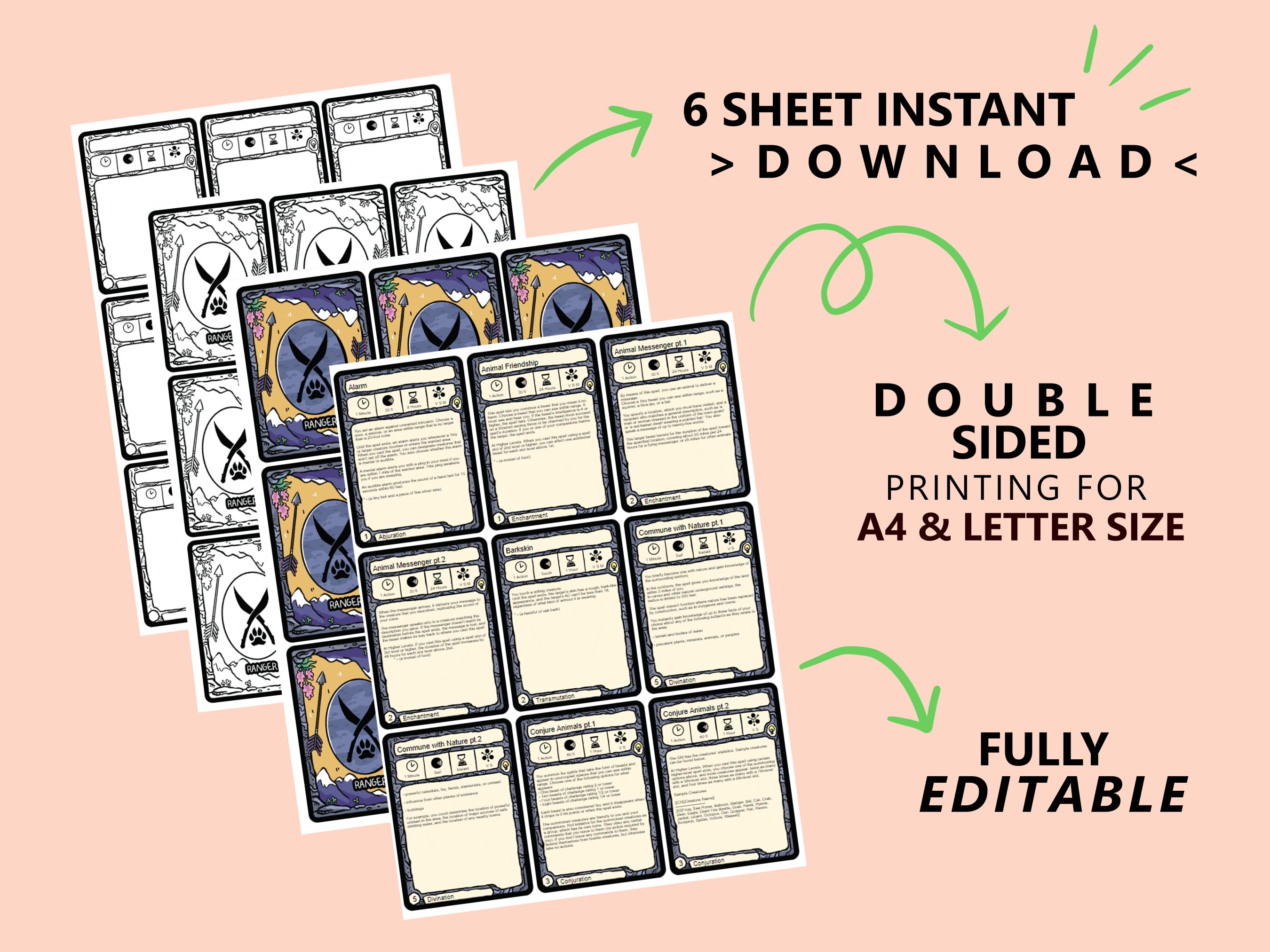 All 5E Spells Ranger Spell Cards Dnd 5e Full Colour Printable Etsy