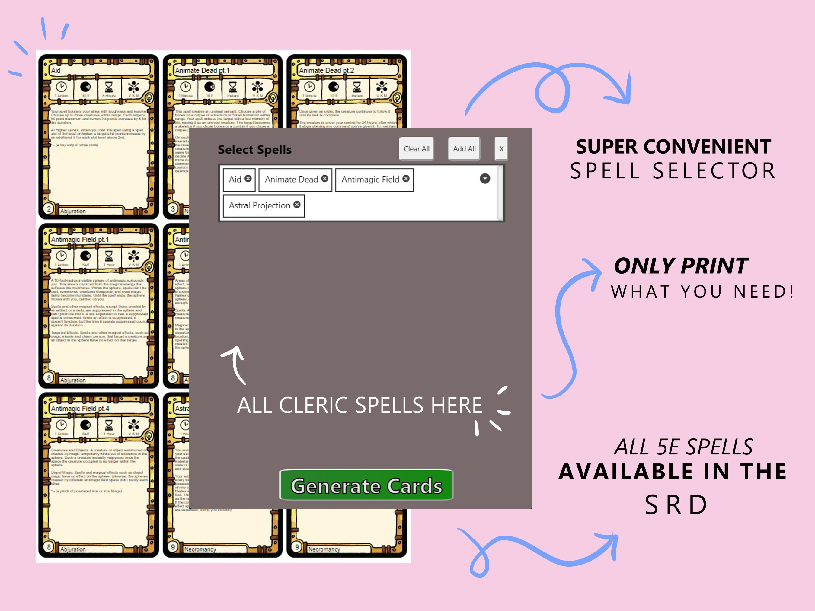 All 5E Spells Cleric Spell Cards Dnd 5e Full Colour Printable - Etsy