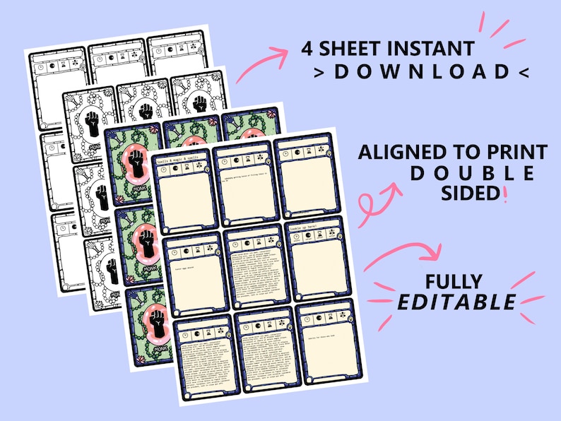 Printable Monk Blank Spell Cards Dnd 5e Full Colour Fillable PDF - Etsy