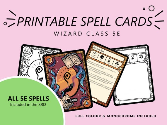 WIZARD Spell Cards For Dnd 5e Form Fillable Pdfs Included, 51% OFF
