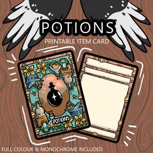 Carte d'objets vierge imprimable Potion - D&D - TTrpg