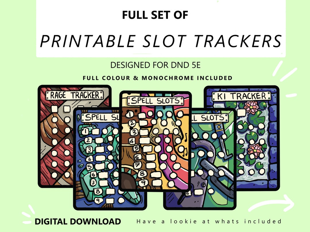All Classes - Spell Slot Printable Trackers for Dnd 5e - Mega Bundle - Etsy