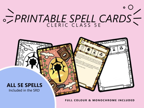 All 5E Spells Cleric Spell Cards Dnd 5e Full Colour - Etsy