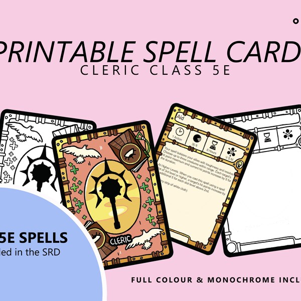 Printable Cleric Spells Etsy