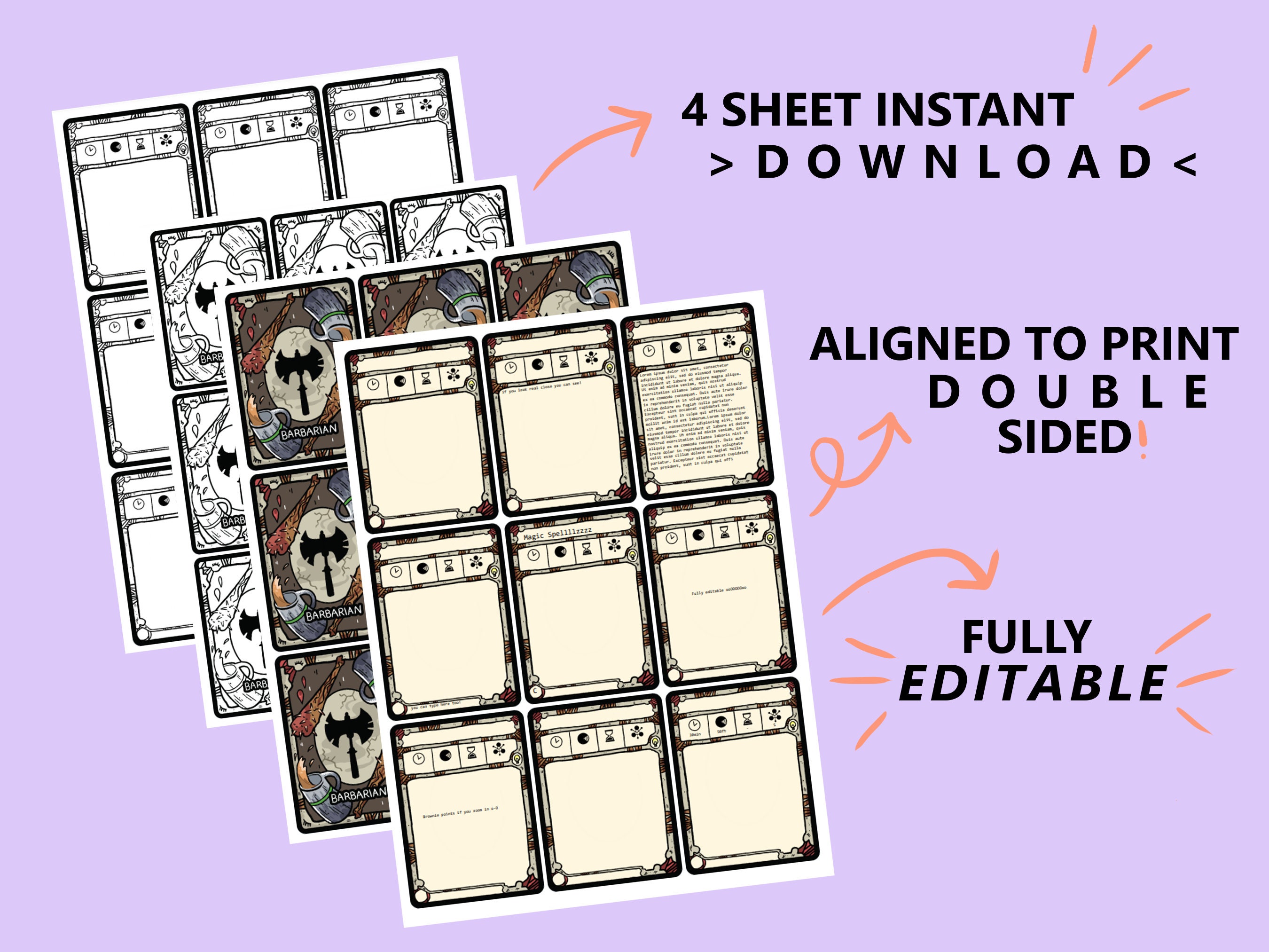 Printable Blank Barbarian Spell Cards Dnd 5e Full Colour Fillable PDF ...
