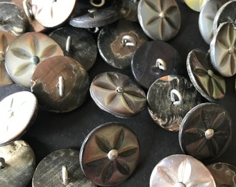 Antique Carved Shell Buttons 18mm (four pieces)