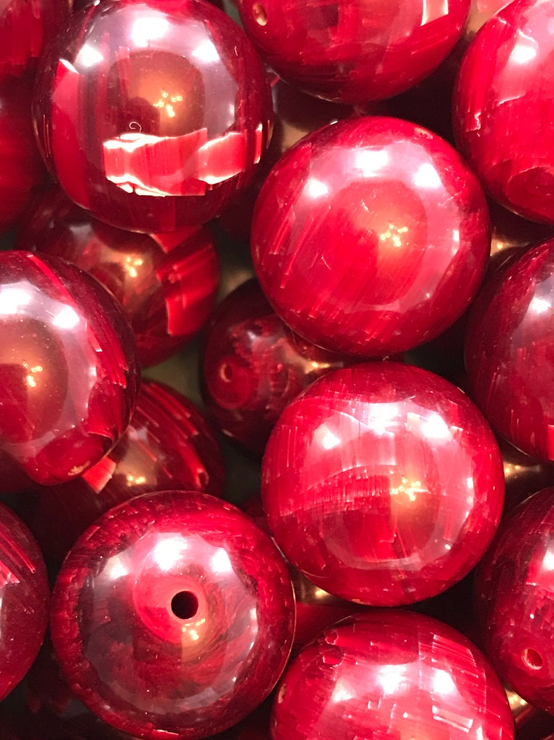 Vintage Red Lucite Beads 19mm 4 Pieces Etsy