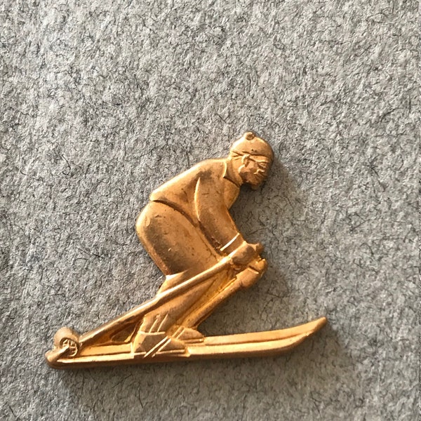 Vintage Skier Stamping/ Finding (2 pieces)