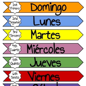 Days of the week, Months of the year, printable, classroom prop, calendar, spanish