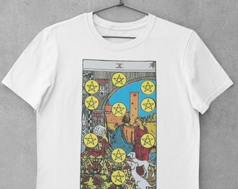 Ten of Pentacles Tarot Card Unisex T-Shirt, tarot t shirt, Tshirts,  Tarot deck, Witchcraft, print shirt tee, graphic tees, shirt, gift