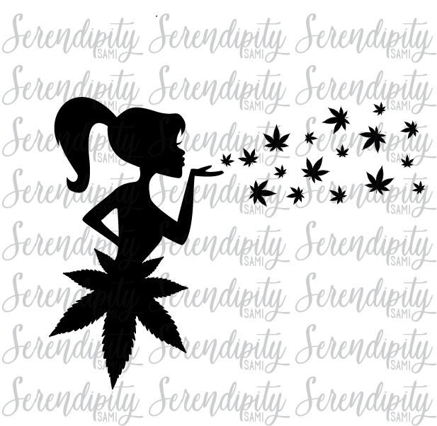 Download Girl Blowing Cannabis Leaves Svg Cannabis Svg File Weed Etsy